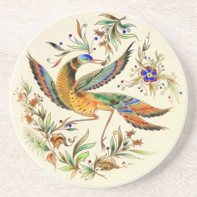 OPUS Hungarian Zsolnay Bird Coaster (Front)