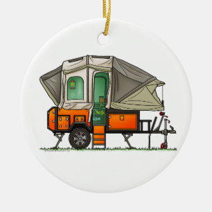 Opus Pop Up Camper RV happy camper Ceramic Tree Decoration