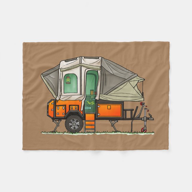 Opus Pop Up Camper RV happy camper Fleece Blanket (Front (Horizontal))