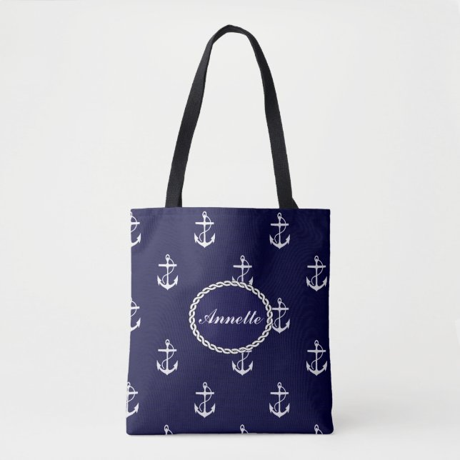 Opus Posh Anchor Nautical Custom Tote Bag (Front)