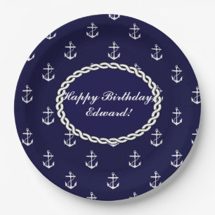 Opus Posh Anchor Nautical Paper Plate