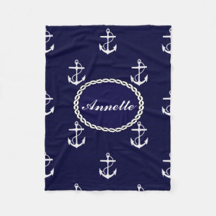 Opus Posh Anchor Nautical Personalised Fleece Blanket