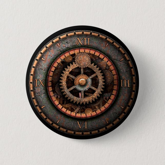 Opus Posh Steampunk Gears 6 Cm Round Badge (Front)