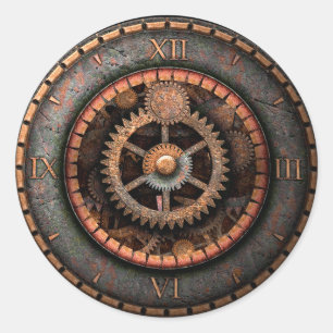 Opus Posh Steampunk Gears Classic Round Sticker