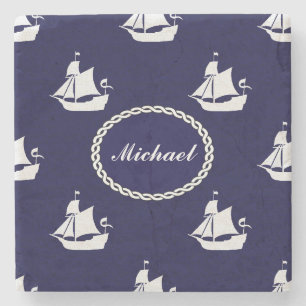 Opus Posh Tall Ships Nautical Design Stone Coaster