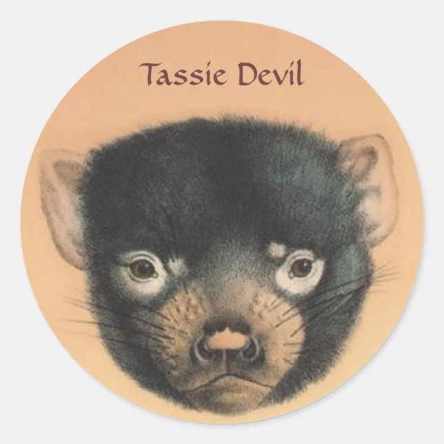 OPUS Tassie Devil Classic Round Sticker (Front)