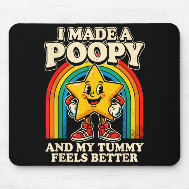 opy Tummy Feels Better Funny Star Art Mouse Mat (Front)