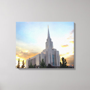 Oquirrh Mountain LDS temple utah mormon sunset Canvas Print