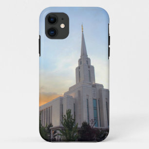 Oquirrh Mountain LDS Utah Temple sunset iPhone 11 Case
