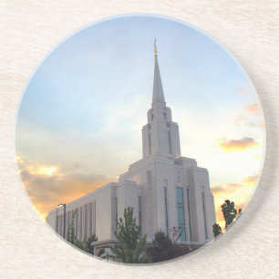 Oquirrh Mountain LDS Utah Temple sunset Coaster