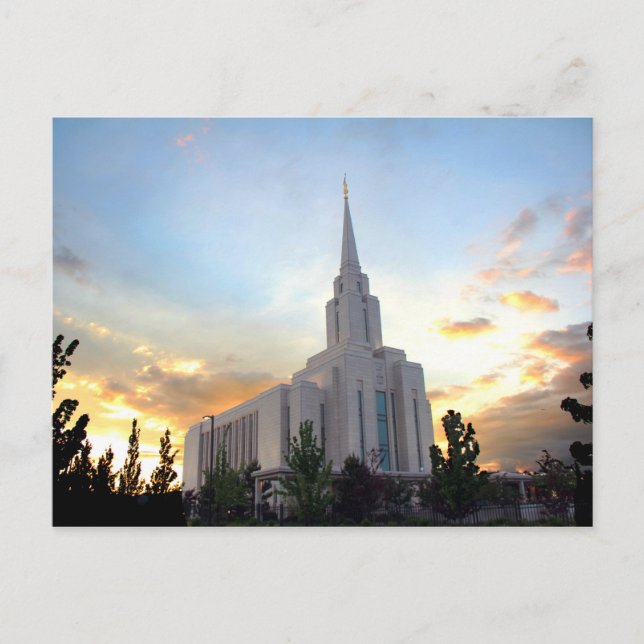 Oquirrh Mountain LDS Utah Temple sunset Postcard (Front)