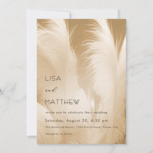 OR Code Blush Beige Pampas Grass Photo Invitation