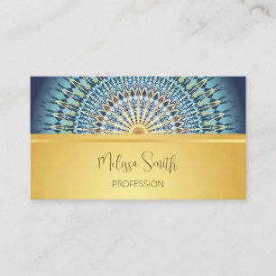 OR Code   Gold Blue Mandala Pattern Business Card