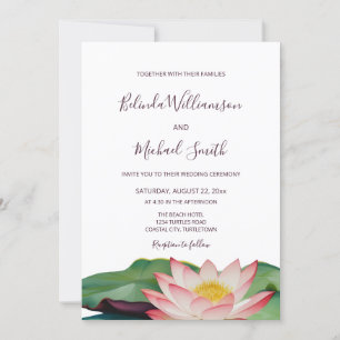 OR Code Lotus Flower Wedding Invitation