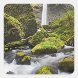 OR, Columbia River Gorge, Elowah Falls and Square Sticker