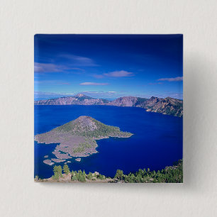 OR, Crater Lake NP, Wizard Island and Crater 15 Cm Square Badge