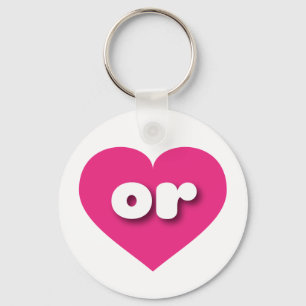 or hot pink heart - I love or Key Ring