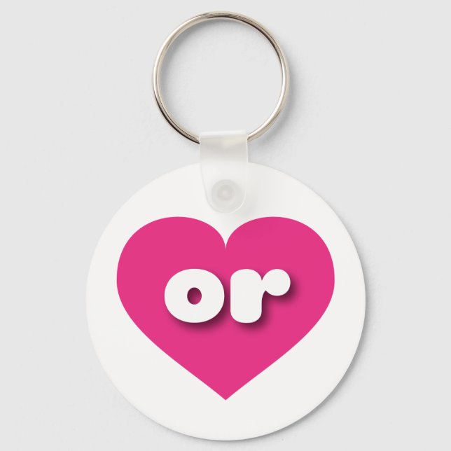 or hot pink heart - I love or Key Ring (Front)