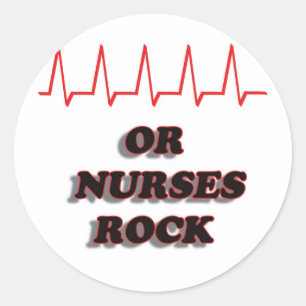 OR NURSES ROCK CLASSIC ROUND STICKER