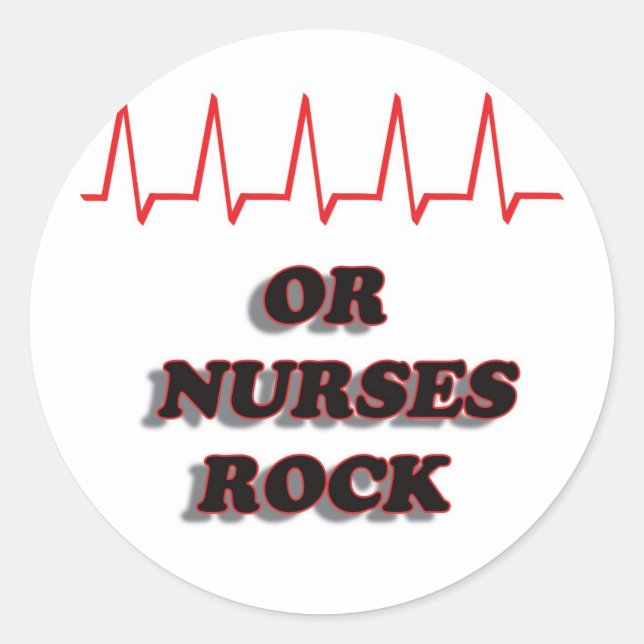 OR NURSES ROCK CLASSIC ROUND STICKER (Front)