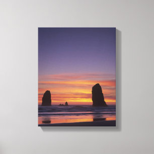 OR, Oregon Coast, Cannon Beach, seastacks at 2 Canvas Print