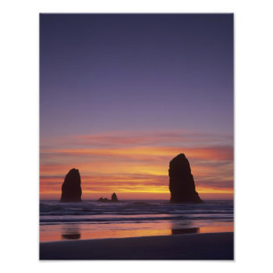 OR, Oregon Coast, Cannon Beach, seastacks at 2 Photo Print