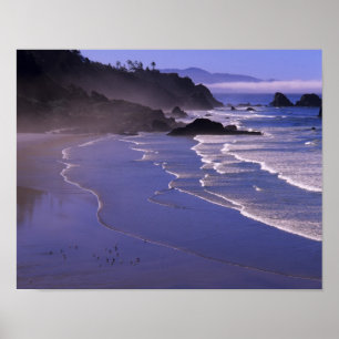 OR, Oregon Coast, Ecola SP, Indian Beach with Poster