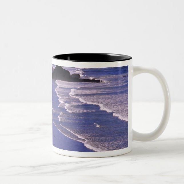 OR, Oregon Coast, Ecola SP, Indian Beach with Two-Tone Coffee Mug (Right)