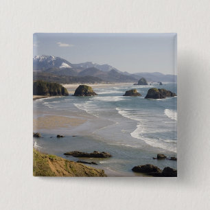 OR, Oregon Coast, Ecola State Park, Crescent 15 Cm Square Badge