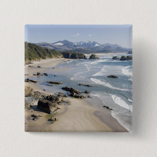 OR, Oregon Coast, Ecola State Park, Crescent 2 15 Cm Square Badge