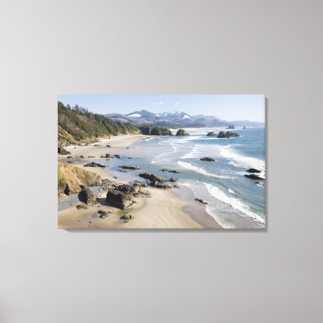 OR, Oregon Coast, Ecola State Park, Crescent 2 Canvas Print (Front)