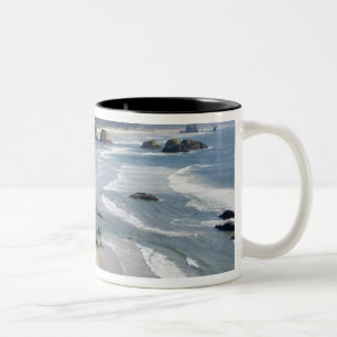 OR, Oregon Coast, Ecola State Park, Crescent 2 Two-Tone Coffee Mug