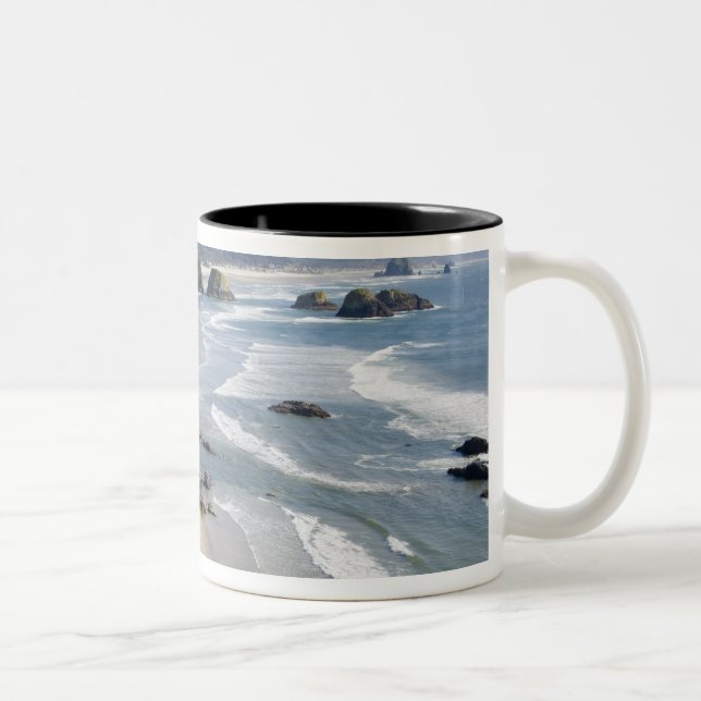 OR, Oregon Coast, Ecola State Park, Crescent 2 Two-Tone Coffee Mug (Right)