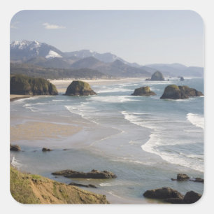 OR, Oregon Coast, Ecola State Park, Crescent Square Sticker