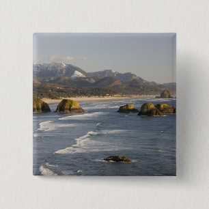 OR, Oregon Coast, Ecola State Park, view of 2 15 Cm Square Badge