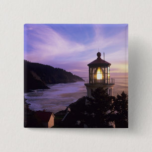 OR, Oregon Coast, Heceta Head Lighthouse, on 15 Cm Square Badge
