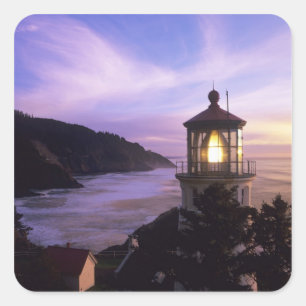 OR, Oregon Coast, Heceta Head Lighthouse, on Square Sticker