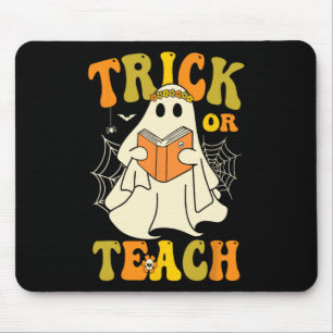 Or Teach Groovy Halloween Retro Floral Ghost Teach Mouse Mat