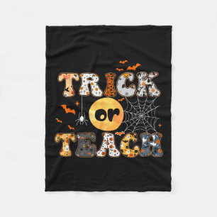 Or Teach Groovy Teacher Halloween Retro Floral Gho Fleece Blanket