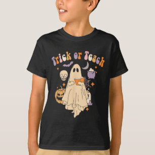 Or Teach Groovy Teacher Halloween Retro Floral Gho T-Shirt