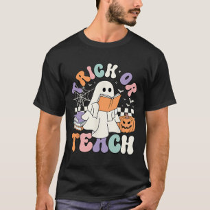 Or Teach Spooky Teacher Cute Ghost Read Book Hallo T-Shirt