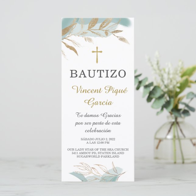 Oraciones Cortas Bautizo Tarjeta Prayer Card (Standing Front)
