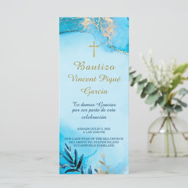 Oraciones Cortas Bautizo Tarjeta Prayer Menu (Standing Front)