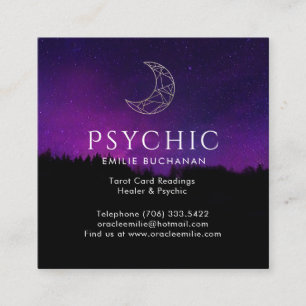 Oracle and Psychic Gold Moon Night Sky Square Business Card