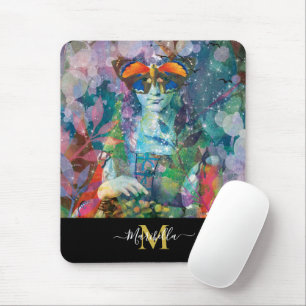 Oracle Cards Watercolor Bohemian Yoga Monogram Mouse Mat