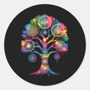 Oracle Discs Sacred Geometry Tree Mandala Chakra T Classic Round Sticker