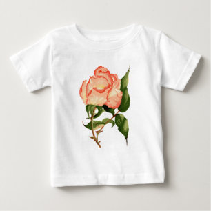 Oraeach pink rose flower botanical watercolor  baby T-Shirt