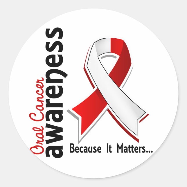 Oral Cancer Awareness 5 Classic Round Sticker (Front)