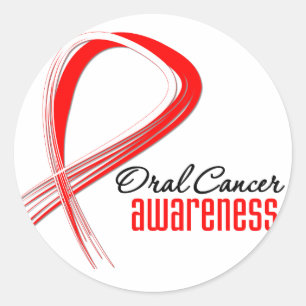 Oral Cancer Awareness Grunge Ribbon Classic Round Sticker