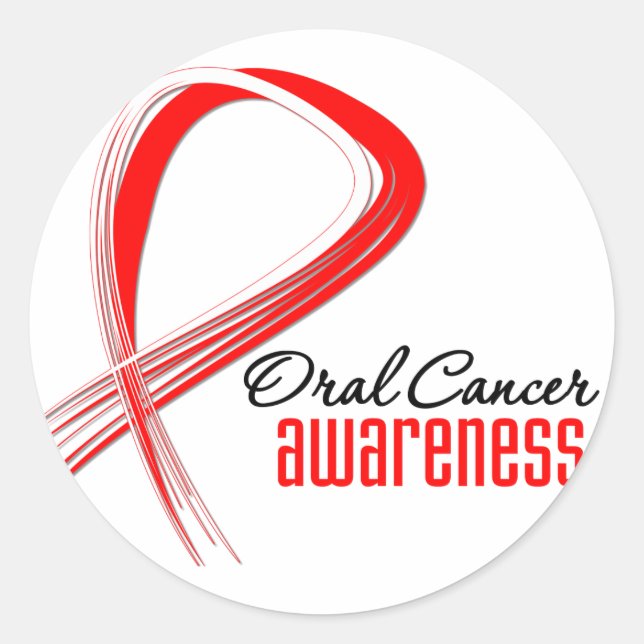 Oral Cancer Awareness Grunge Ribbon Classic Round Sticker (Front)